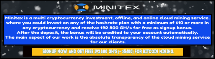 Minitex - A Crxptocurrency cloud mining service